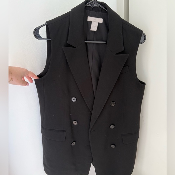 H&M Jackets & Blazers - H&M Black Double-Breasted Sleeveless Blazer Vest